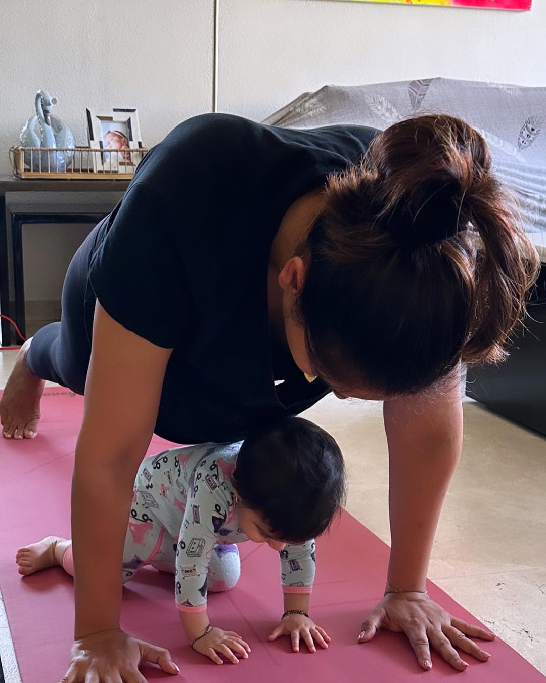 bipasha and devi doing yoga