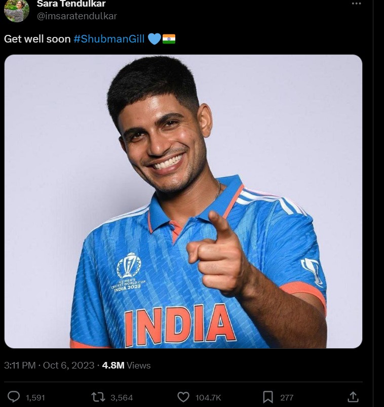 Shubman Gill Received A 'Get Well Soon' Tweet From Alleged GF, Sara ...