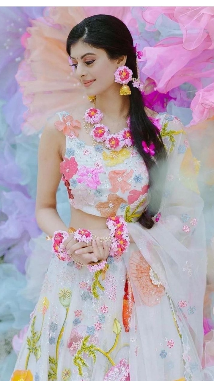 Sabyasachi Inspired Floral Lehenga Choli Organza Silk Lengha With Work On  Blouse | eBay