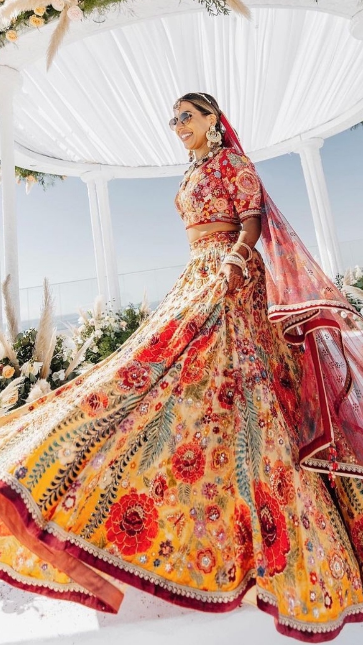 20 Brides Who Dazzled In Floral Embroidered Lehengas At Their Wedding  Festivities