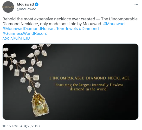 L'Incomparable diamond necklace, Mouawad