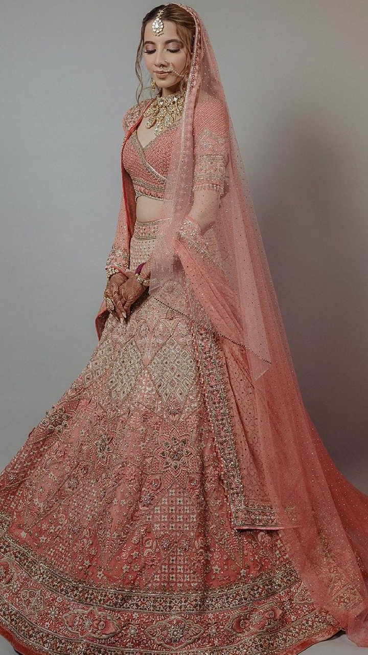 20 Brides Who Dazzled In Floral Embroidered Lehengas At Their