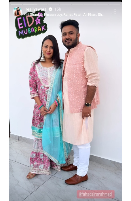 Swara Bhasker Dons A Pink 'Sharara' Set As She Celebrates 'Pehli Eid ...