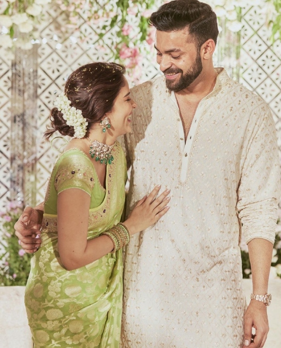 Varun Tej Gets Engaged To His Ladylove Lavanya Tripathi She Looks Beautiful In A Silk Saree 