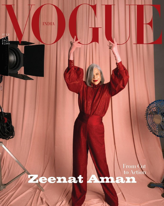 zeenat aman graces the cover of vogue