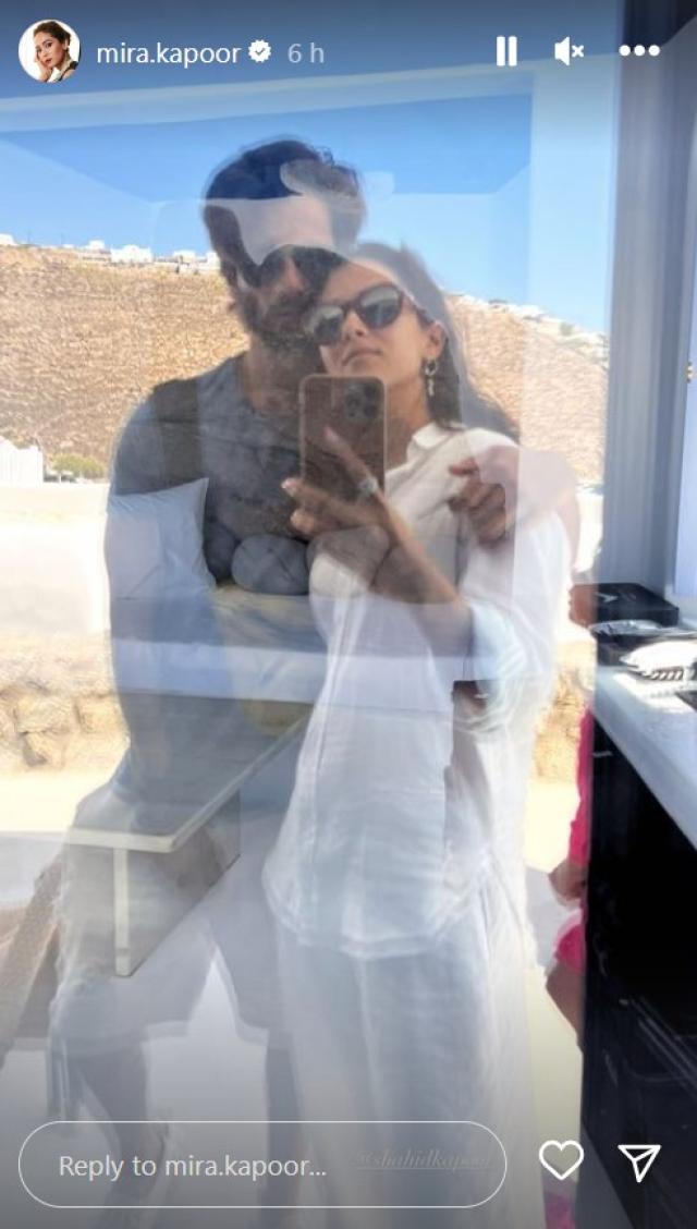 mira and shahid from vacation in greece