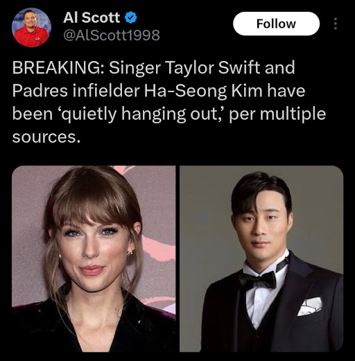 Is Taylor Swift Secretly Spending Time With Padres Infielder Kim Ha Seong?  Rumors Circulate- MyMusicTaste