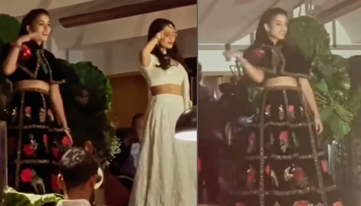 Radhika Merchant dancing at a friend's wedding