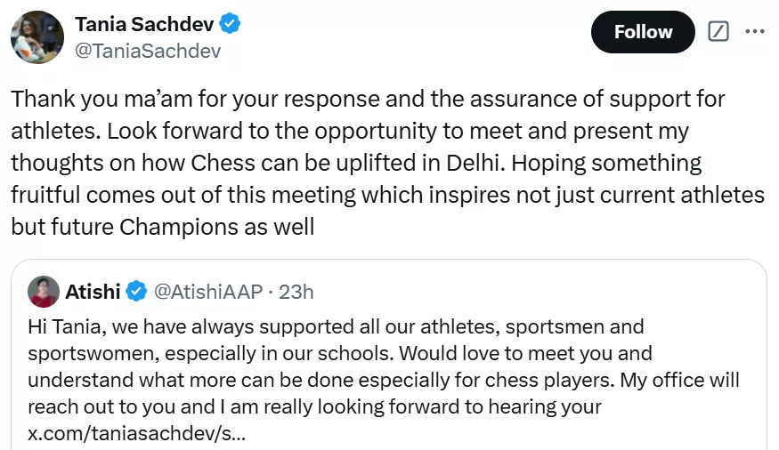 Who is Tania Sachdev? Meet chess grandmaster, who slammed Delhi government for 'lack of recognition', Delhi Chief Minister, Atishi Marlena reacts