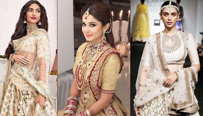 Shimmering Golden Lehenga Choli Dupatta Bridal Dress Online – Nameera by  Farooq