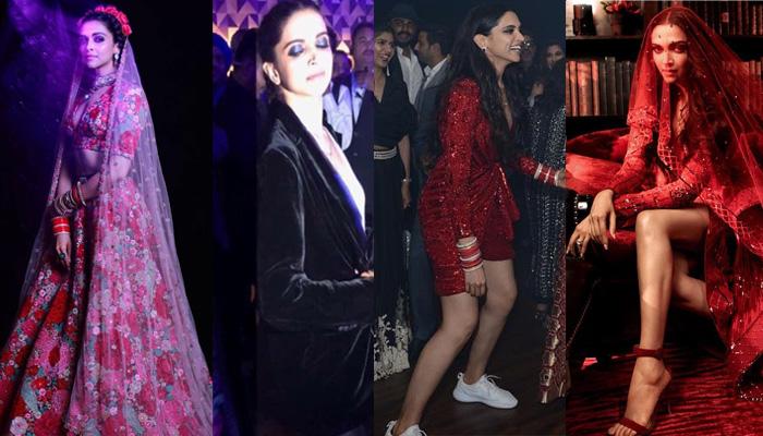 Deepika rocks thigh-high slit and Ranveer in tux for Mumbai wedding  reception