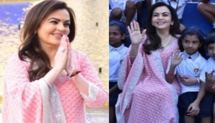 In A Grecian Teal Cape Co-Ord Or A Silk Saree For The Jio World Plaza  Inauguration, It's A Chic And Happy Birthday For Nita Ambani Indeed