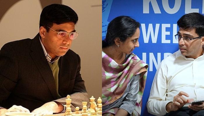 Grandmaster Viswanathan Anand of India with his wife Aruna Anand in  Chennai.