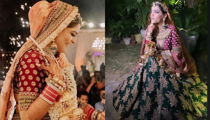 Fashion Blogger, Kritika Khurana Wore A Unique Contrasting Green And  Red-Hued Lehenga For Wedding
