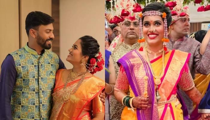 Sayli Kamble Dons A Nauvari Saree At Her Wedding With BF Dhawal, Their  'Varmala' Moment Wins