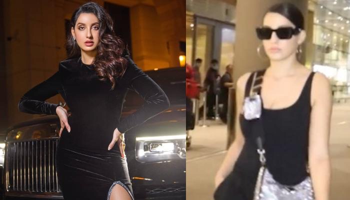 Nora Fatehi steals the show in an all-black outfit paired with a Hermes bag  and Jimmy Choo ankle pumps : Bollywood News - Bollywood Hungama
