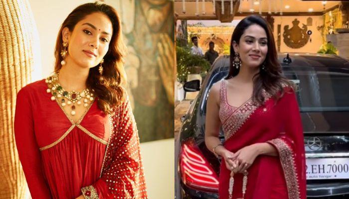 Mira Rajput's look in an elegant red saree is perfect for the