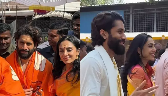 Naga Chaitanya And Sobhita Go Barefoot In Their First Apperance As Husband-Wife, Seek Blessings