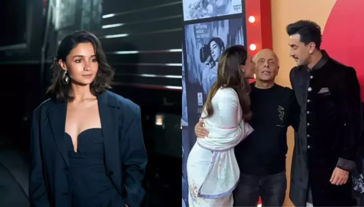 Alia Bhatt Poses With Mahesh Bhatt And Ranbir Kapoor, Gives Dad A Kiss ...