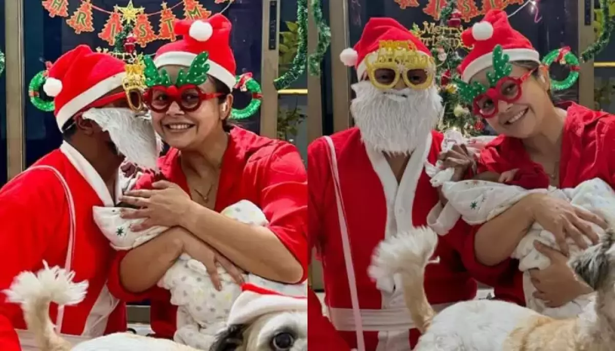 Devoleena  and Shanwaz Shaikh Show Off Son Xmas Celebration