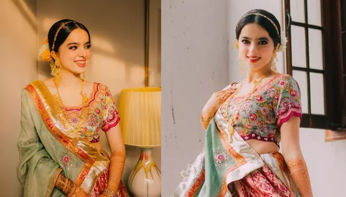 Buy Bollywood Sabyasachi Inspired Green color Fine art silk bridal