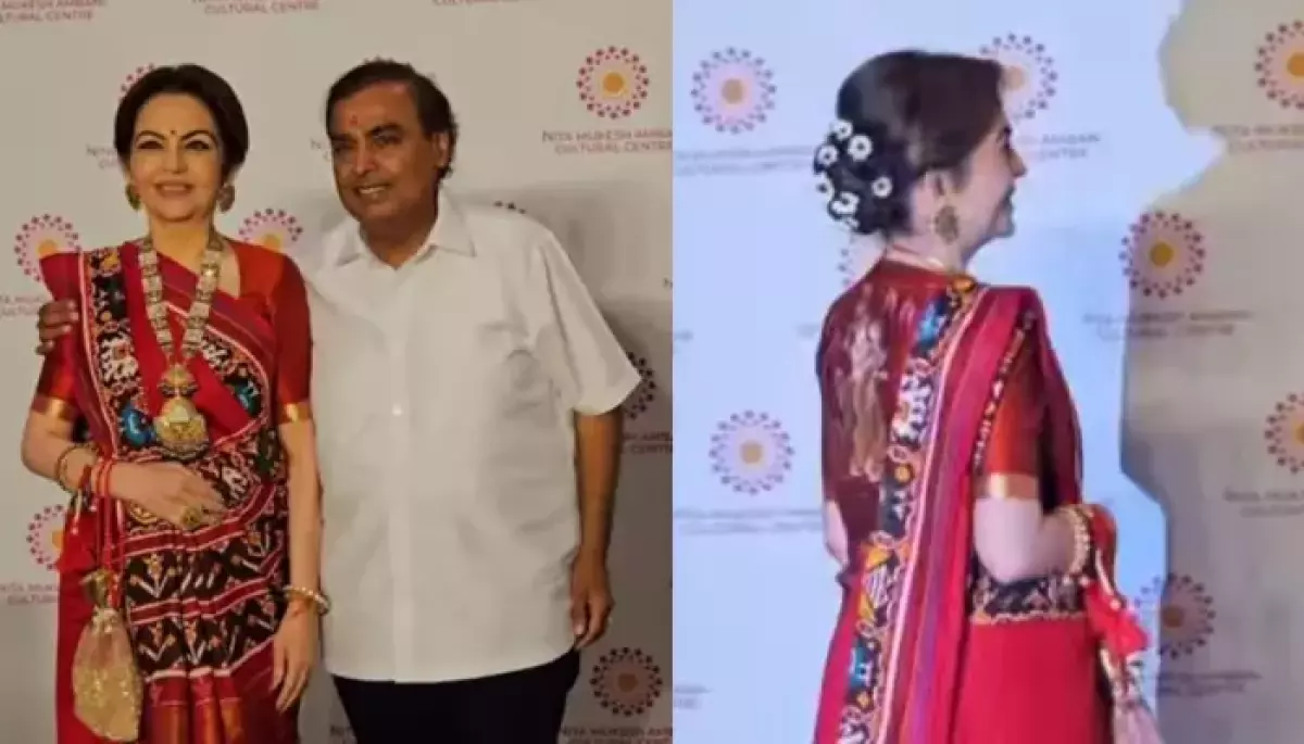 Nita Ambani Dons Radha-Krishna Inspired Blouse With A Patola Saree, Wishes ‘Happy Ganpati’ To Paps