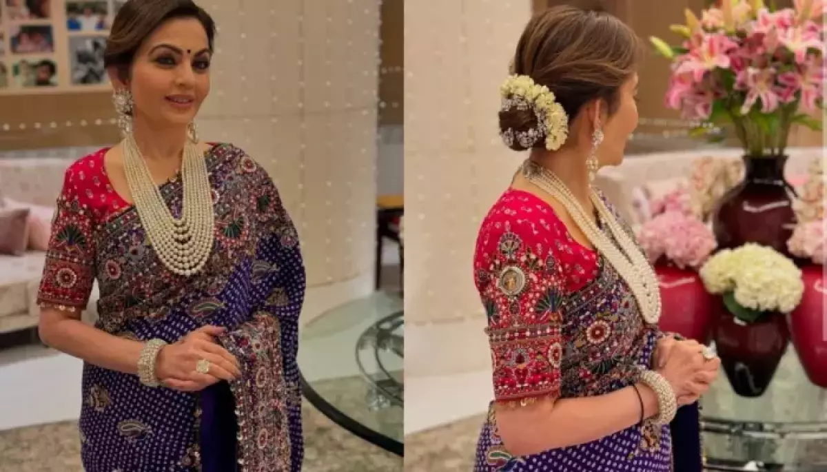 Nita Ambani Wears A Special Ganpati-Inspired Blouse With A ‘Bandhej’ Saree For Ganesh Utsav