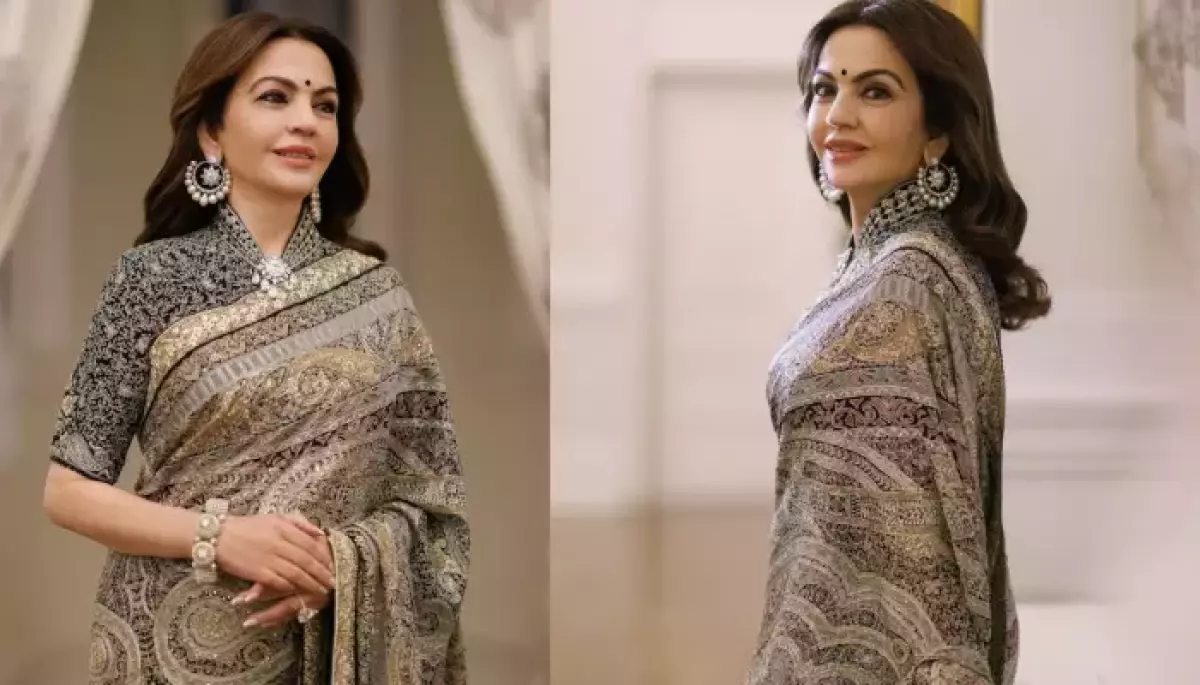 Nita Ambani Wore ‘Jamewar’ Saree With Collared Blouse For Donald Trump’s Inauguration Ceremony