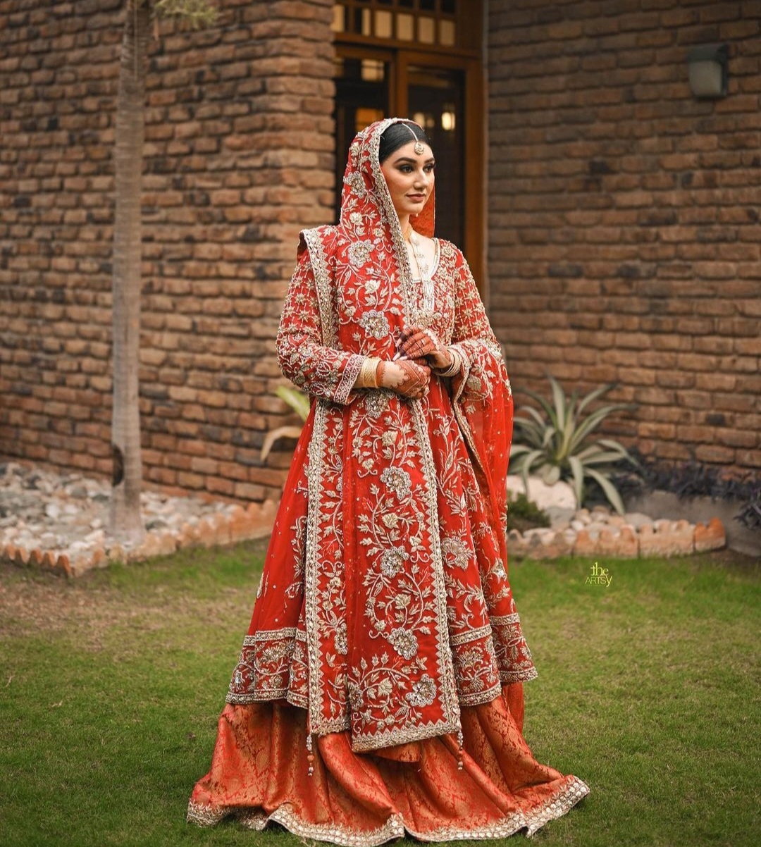 Red Colour Silk Fabric Designer Bridal Lehenga Choli.